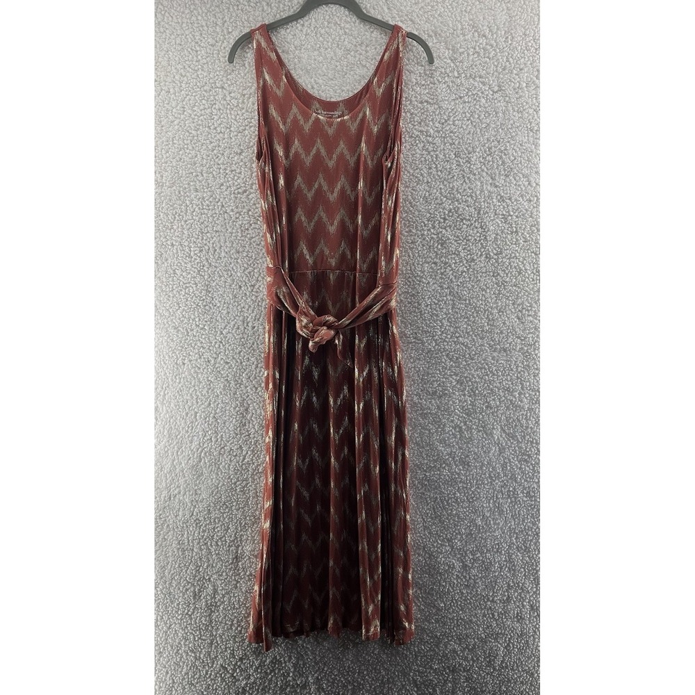 Soft Surroundings Maxi Dress Size MP Salmon Gold Alessandra Metallic Chevron
